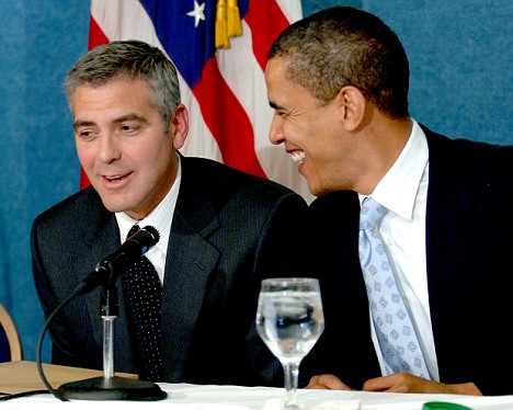 George Clooney and Senator Barack Obama
