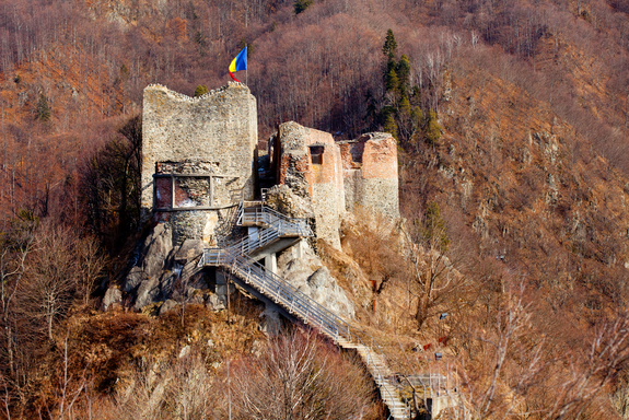 What Remains Of Poenari Castle in Romania also known to have belonged to Vlad Tepes for part of its history.