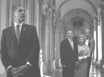 CITY OF LONDON'S BANKING STOOGE OBAMA ~  barry, blair, lizz, & phil