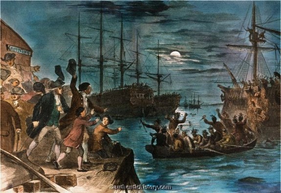 Retaliating Against Rothschild's High Taxation Scheme. Destroying Tea From Rothschild's India In Boston Harbor