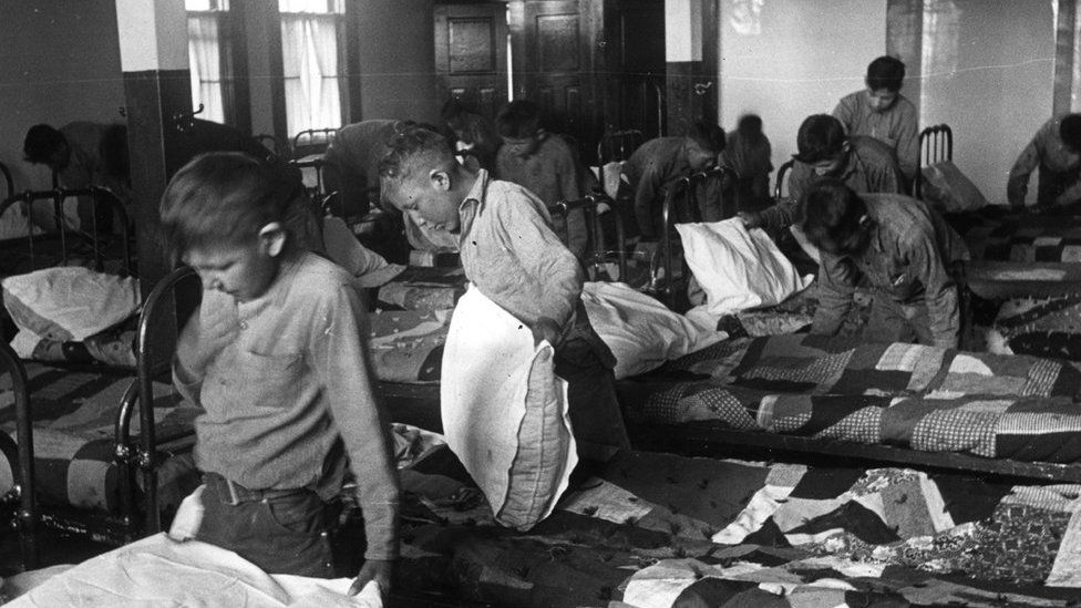 Indigenous children at a residential school in 1950