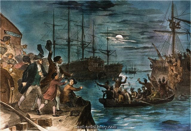 Boston Harbor 1773 ~ America Rebelling Against British Bankers High Taxation! 