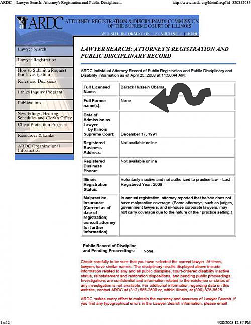 Barry Soetoro's ~ Barack Obama Denial Of Other Names On Senate Application.