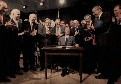 Bill Clinton Repeals The Glass Steagall Act in 1999 allowing Banks to invest depositor's hard earned cash in high risk bubbles.