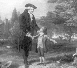 Young George Washington With His Father