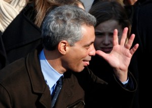 Incoming White House Chief of Staff Rahm Emanuel gestures prior to inauguration ceremony of Barack Obama as President of the United States in Washington