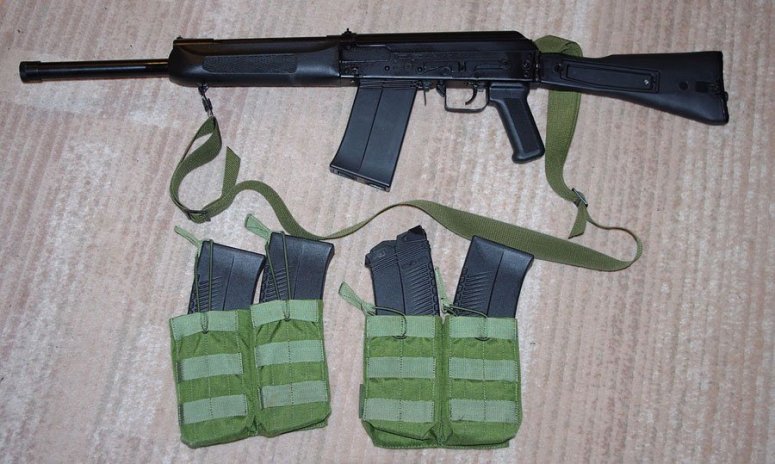 The totally-legal Russian-made Saiga fully-automatic shotgun takes a 10 round magazine and can inflict plenty of damage.
