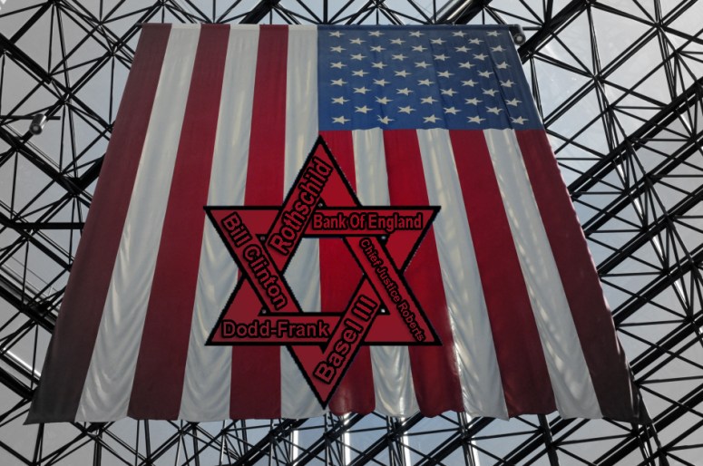 Flag Red Shield rothschild zionism keynesian clinton