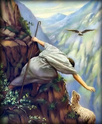 The Good Shepherd on the cliff