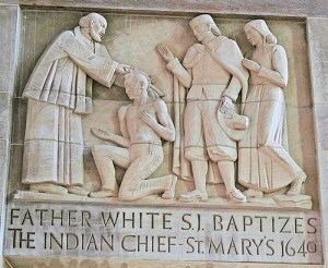 In a short 28 years later after the execution of Guy Fawkes, in what was to Become The United States Of America, Father Andrew White in 1634 stepped upon Maryland named after Henrietta Maria (King Charles 1~ Catholic Wife From France). On the day of the Annunciation of the Most Holy Virgin Mary, in the year 1634,” continues Father White, ” we celebrated on this island the first Mass which had been ever offered up in this part of the world.