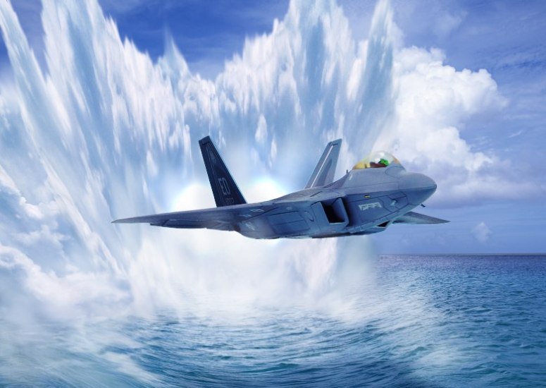 F-22 Raptor Riding The Waves.