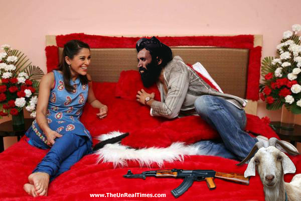 Mullah Omar and his goat Abu Hussain - on the couch with Koel