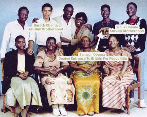 Barack Obama Jr on his first visit to Kenya in 1987 (Back row L-R): Said Hussein Obama (brother of Obama sr), Barack Obama Jr, Malik Obama (son of Kezia), unknown woman, Nyandega (son of Kezia), Otieno (son of Malik) (Seated L-R): Auma (daughter of Kezia), Kezia (first wife of Obama), Mama Sarah (step-mother to Obama Sr), Sylpha (sister of Kezia) Robert Crilly collect