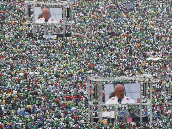 Pope Francis Speaks To Three million people who have gathered on Rio beach for mass.