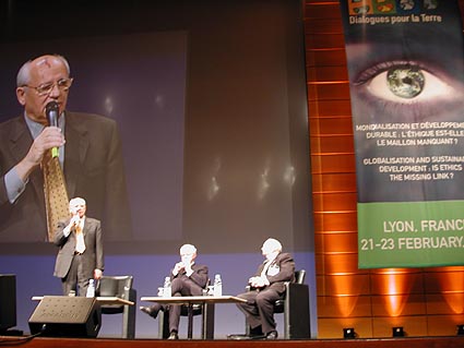 The photo is of the New World Order Trinity: Mikhail Gorbachev, Lionel Jospin and Maurice Strong