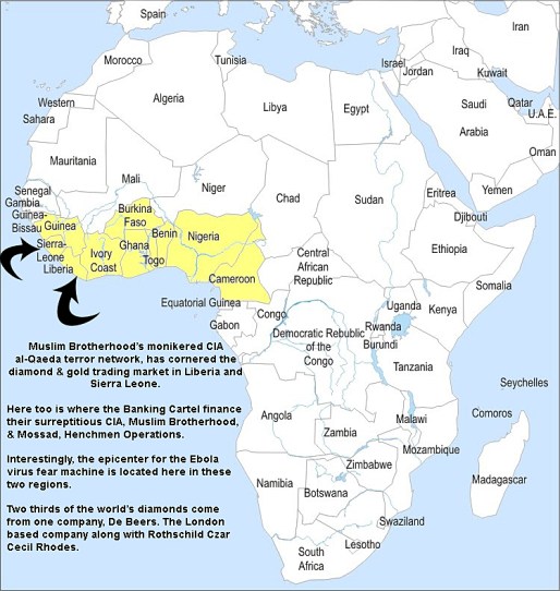 Africa ~ This diamond gold area made famous in James Bond's "Diamonds Are Forever" ~ a diamond smuggling operation that still goes on financing CIA's al-Qaeda