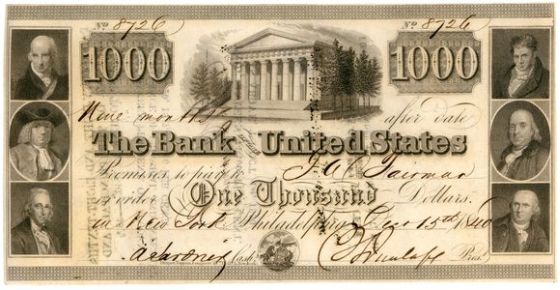 Bank Note from the Second Bank of the United States