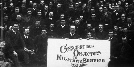 There were over 16,000 conscientious objectors in the First World War, many of whom, like these, were imprisoned.