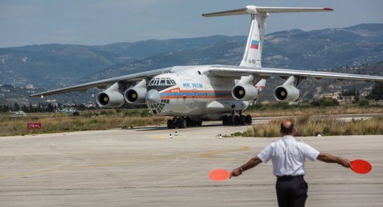 Russian aircraft with humanitarian aid to Syria through the Greek airspace.