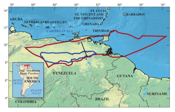 Venezuela Orinoco Oil Belt In Blue.